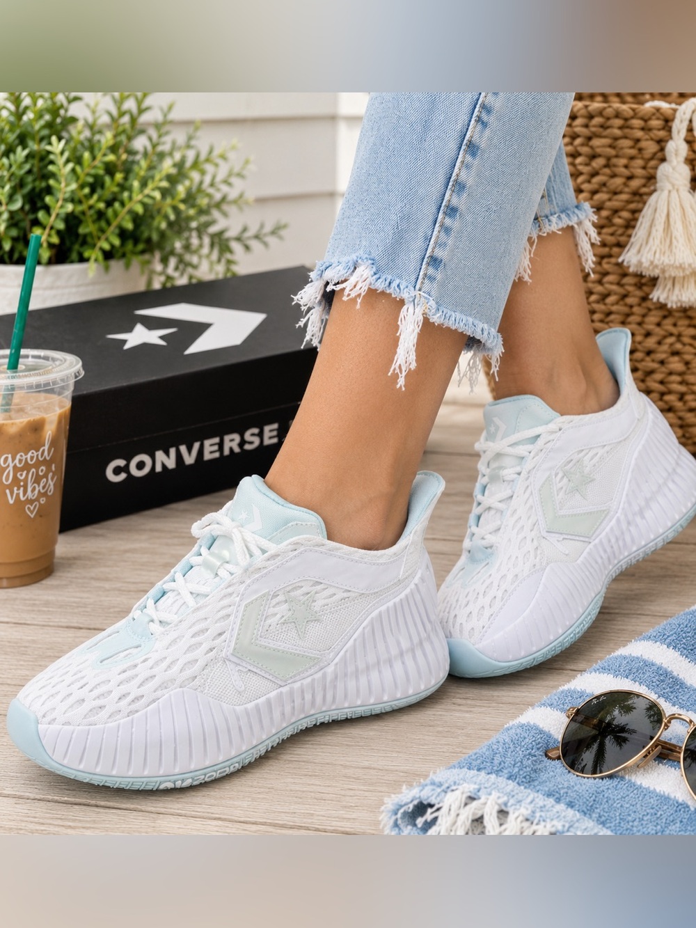 Converse All Star BB Prototype CX Mid White Aqua Mist Women’s 8.5 NIB A03697C